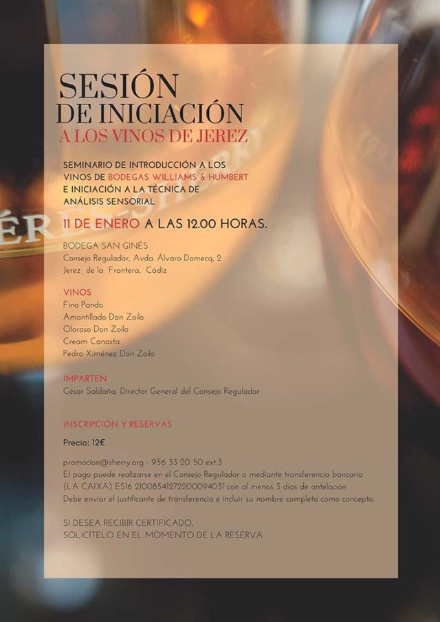 Seminario de Introducción a los Vinos de Bodegas Williams & Humbert e Iniciación a la técnica de análisis sensorial