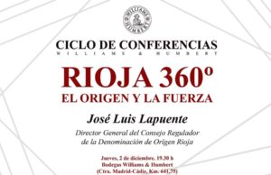 Williams & Humbert retoma su Ciclo de Conferencias con la intervención de José Luis Lapuente, director general del Consejo Regulador de la Denominación de Origen Rioja Williams & Humbert retoma su Ciclo de Conferencias con la intervención de José Luis Lapuente, director general del Consejo Regulador de la Denominación de Origen Rioja
