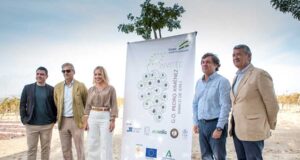 El proyecto INVITEC muestra a los medios de comunicación sus avances en el cultivo ecológico del Pedro Ximénez De izquierda a derecha, Miembros del Grupo Operativo INVITEC: David Jiménez, director general de Investigación de la Universidad de Cádiz, Jesús Medina, director general de Bodegas Williams & Humbert, Almudena Martínez del Junco, presidenta de la Diputación de Cádiz, Álvaro Barrera, presidente de Ecovalia y César Saldaña, presidente del Consejo Regulador de los vinos de Jerez